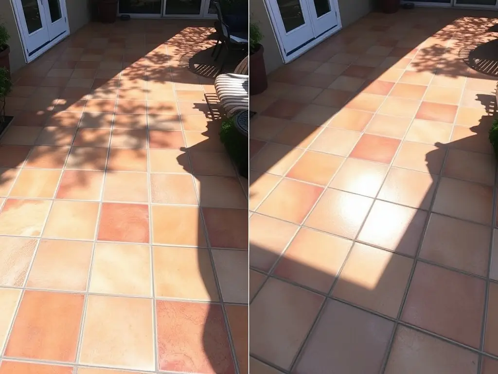 A vibrant image of a pool deck after being power washed by Top Notch Surface Pros, highlighting the clean and inviting space.